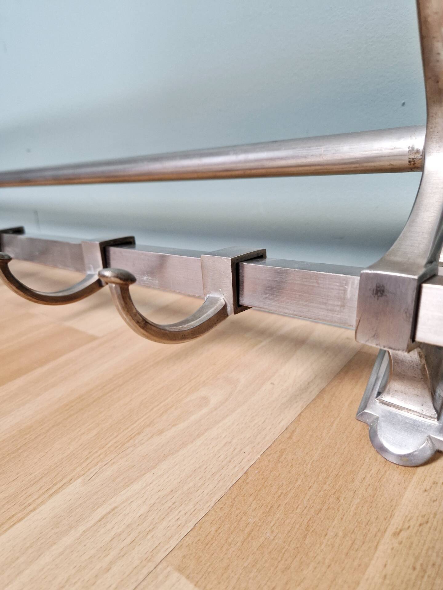 Nickel-plated Art Deco coat rack, 1920s