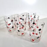Vintage 6 Verres trumblers Jeu de cartes