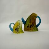 Kjell Engman for Kosta Boda Sweden Tea pot and mug Art glass , 1980's
