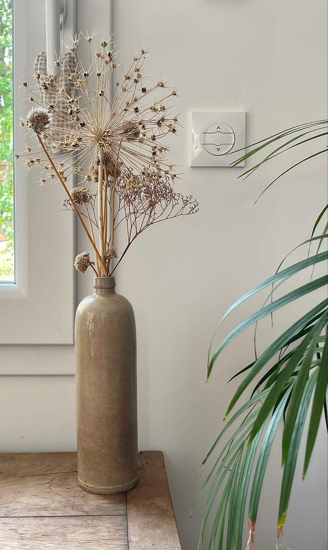Beige stoneware bottle vase