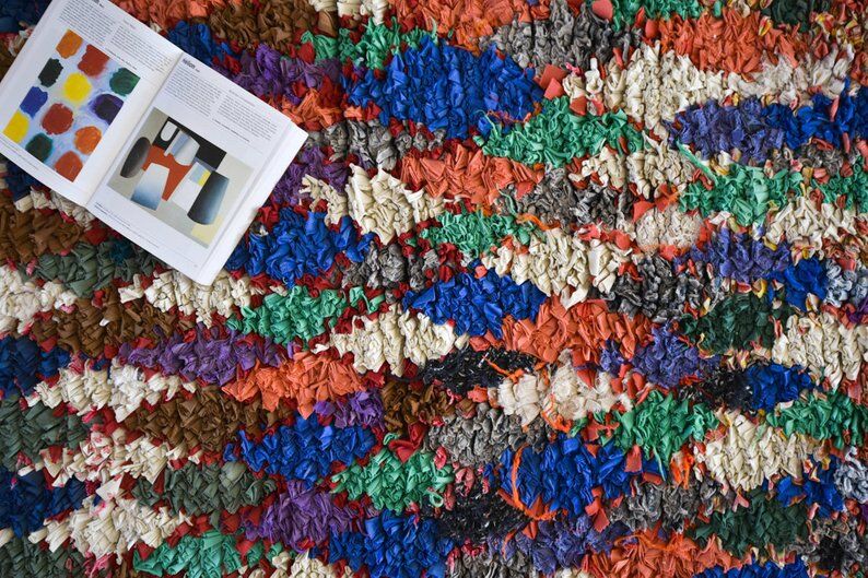 Boucherouite vintage Moroccan rug