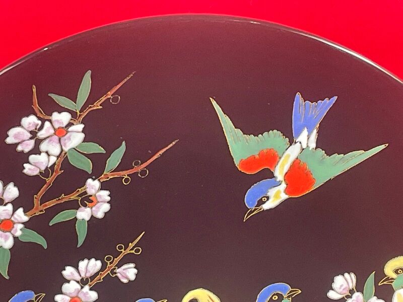 Superb dish n° 40 in emaux de longwy l'arbre aux oiseaux mp chevallier 37 cm