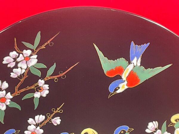 Plat n° 40 en emaux de longwy l'arbre aux oiseaux mp chevallier 37 cm