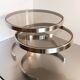 2 vintage 1970s smoked glass and brushed metal nesting coffee tables