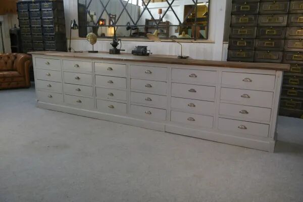 Large gray 24-drawer craft cabinet from the 1950s