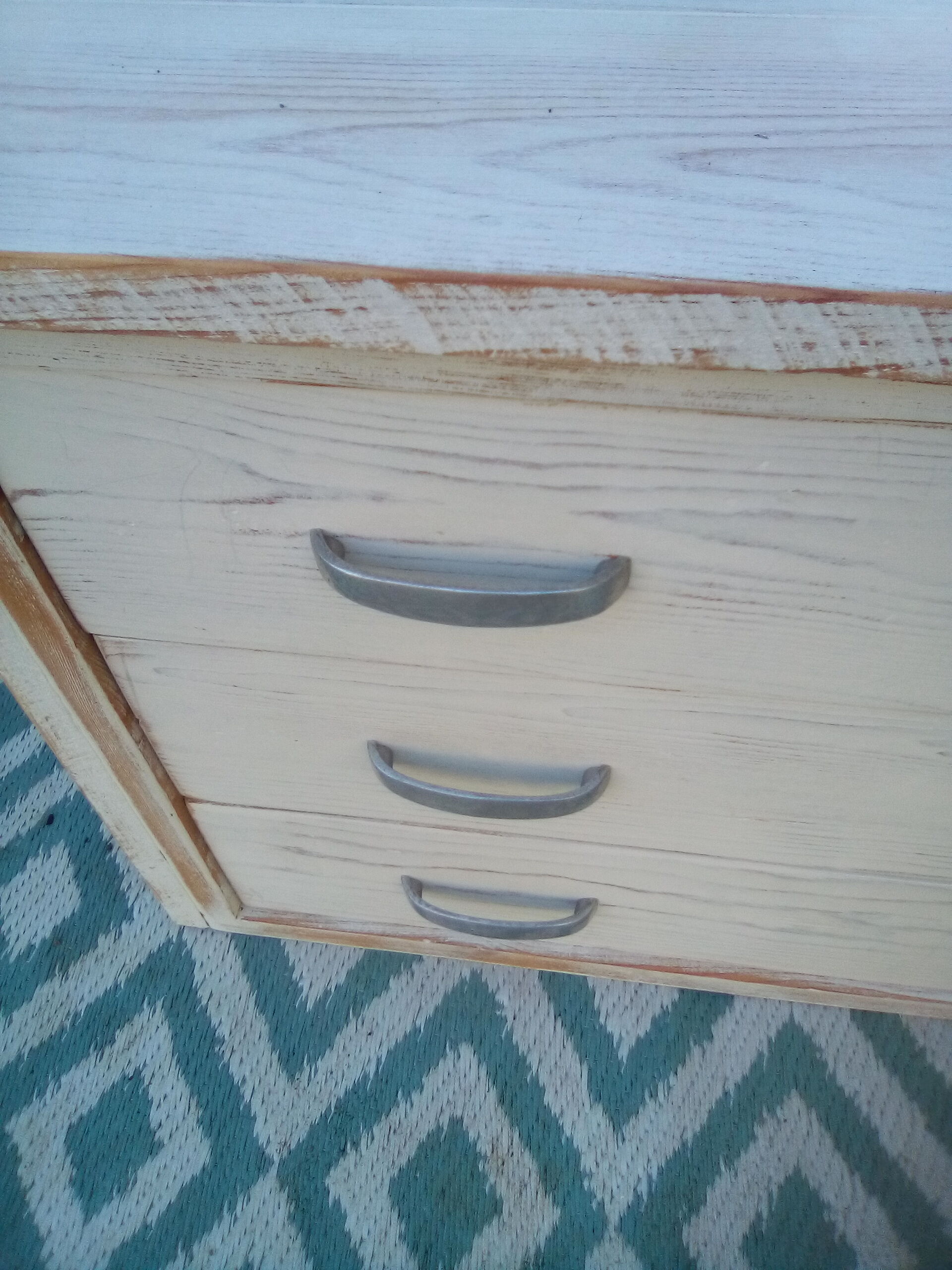 White patina low wooden commodity