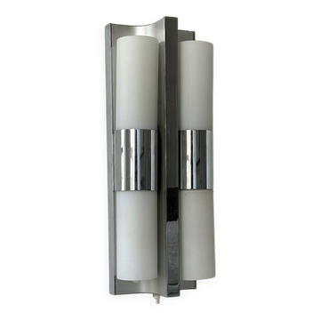 Vintage chrome and opaline metal wall light, Germany 1960