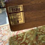 Italian dining table in wood and chrome signed "TRAU"