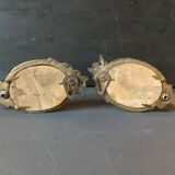 Pair of antique bronze candle holders
