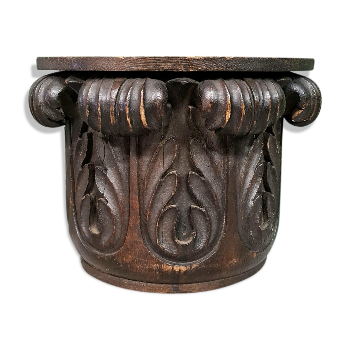 Antique Oak Half Column Console