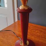 Lamp from the 40s/50s by Maison Lancel, covered in Bordeaux leather