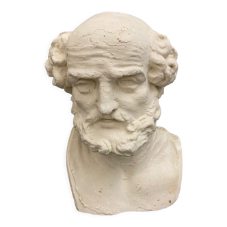 Bust of Socrates in plaster mid-twentieth artist's studio