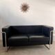 Black leather 2-seater tubular sofa bauhaus style Marcel Olsen design