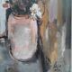 Ancient table . still life with a bouquet of flowers.  1958