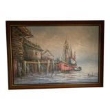 Painting of boats in the port by Florence