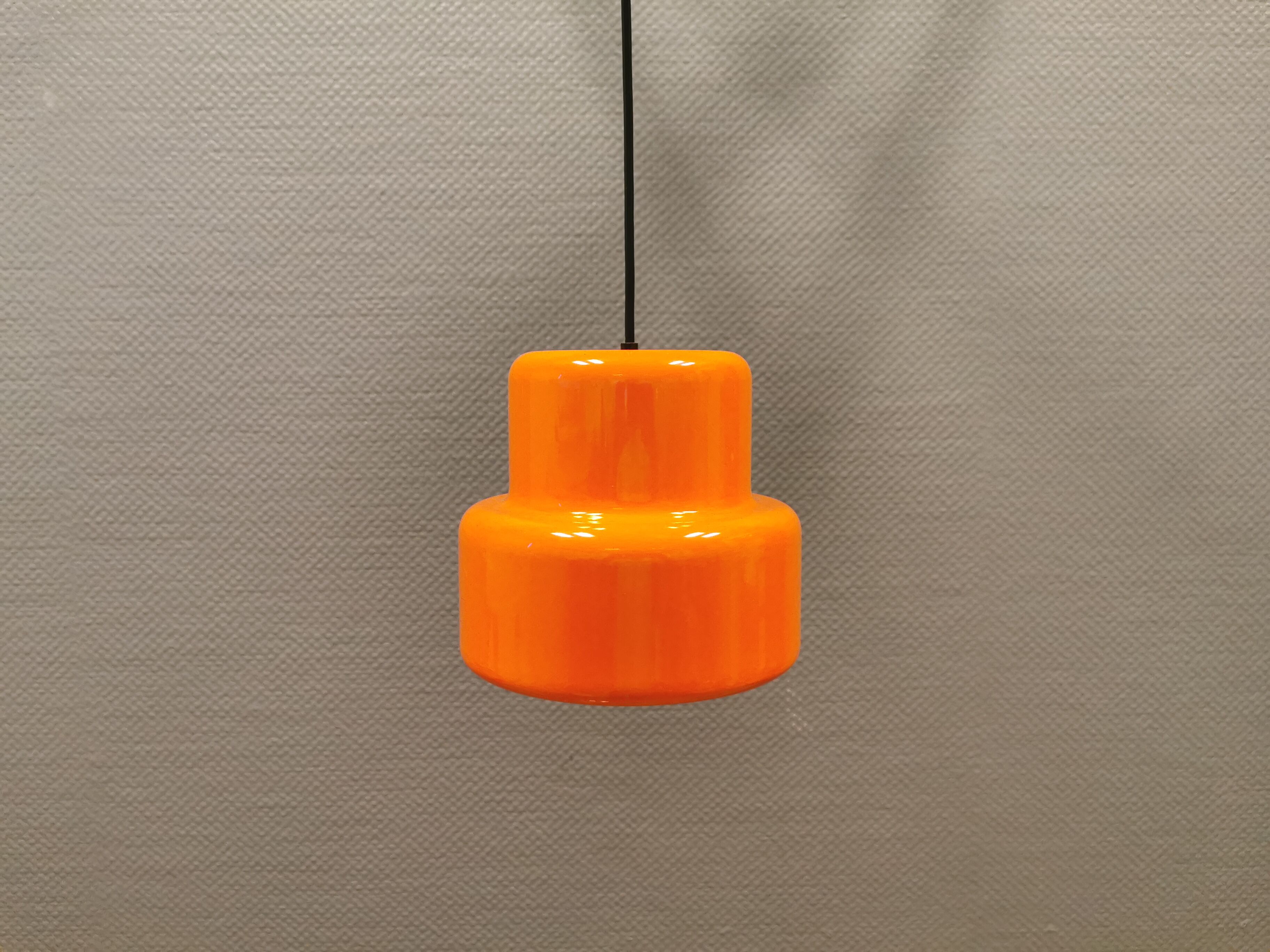 Mini poker hanging lamp in orange original colour  Jo Hammerborg