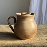 Vintage brutalist stoneware pink wine cooler pitcher H19