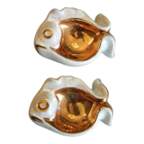 Salerons en porcelaine Limoges , forme poisson années 50 Vintage