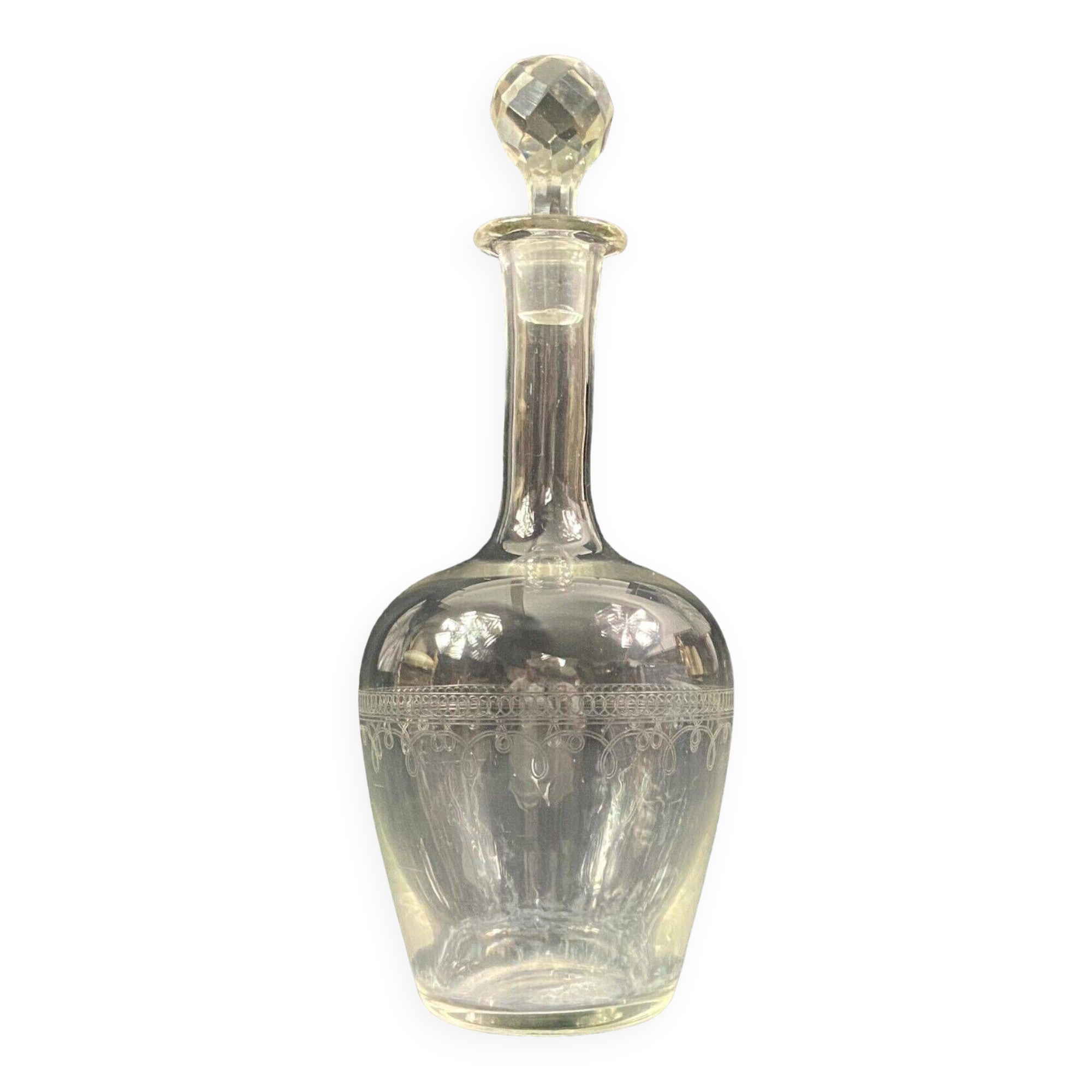 Crystal carafe with needle-engraved decoration 19th century Baccarat Saint Louis