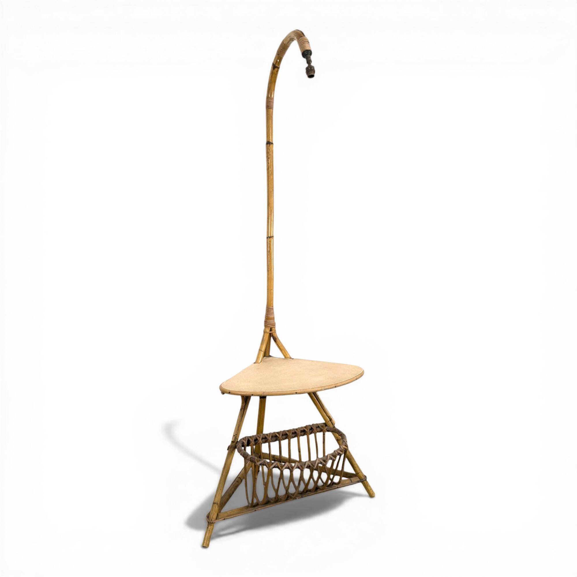 Bamboo and rattan floor lamp