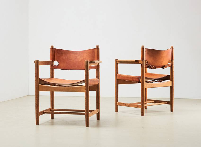 Borge Mogensen Pair of Model 3238 Spanish Dining Chairs for Fredericia 1964