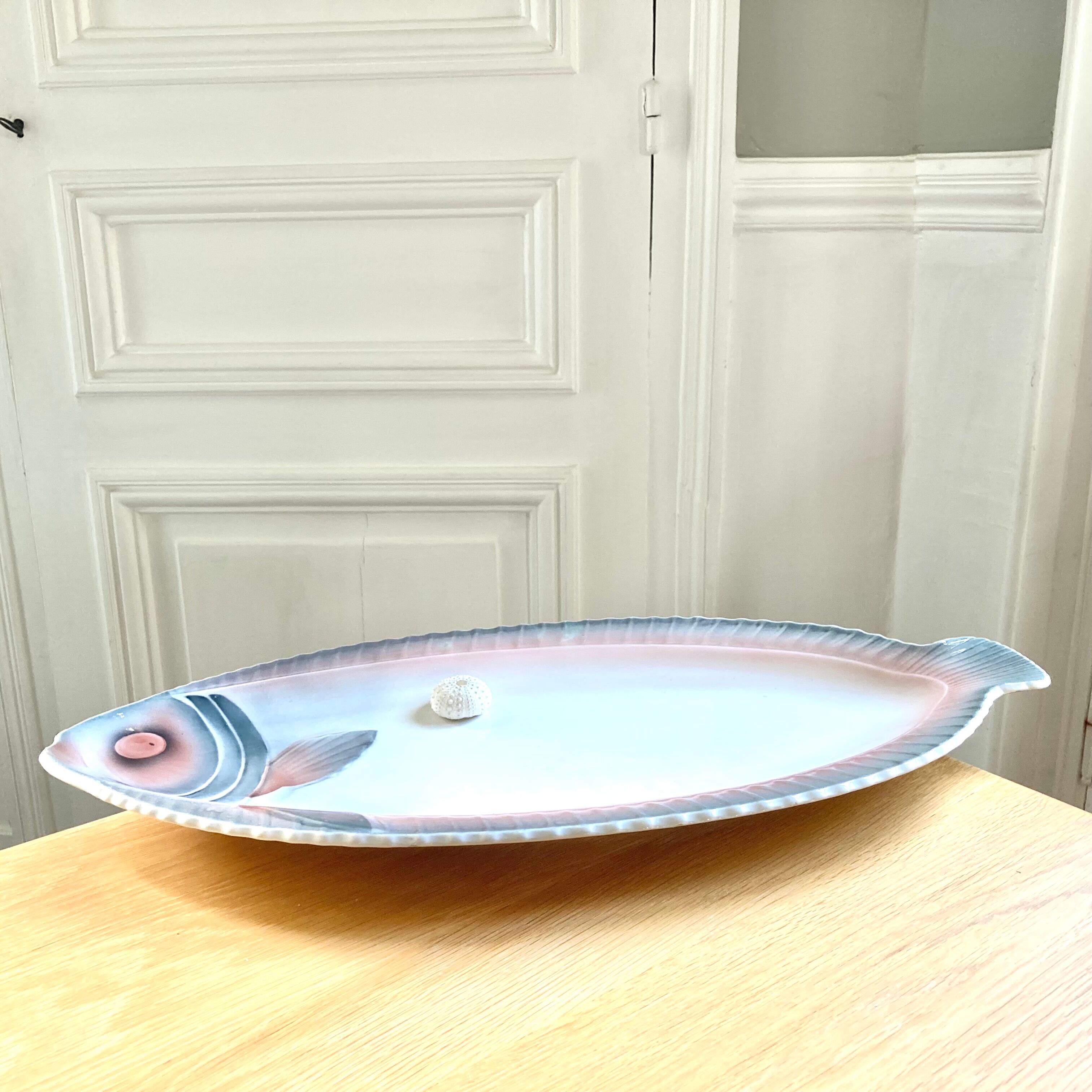 Faience fish dish Digoin Sarreguemines