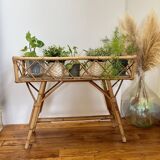 Vintage rattan planter
