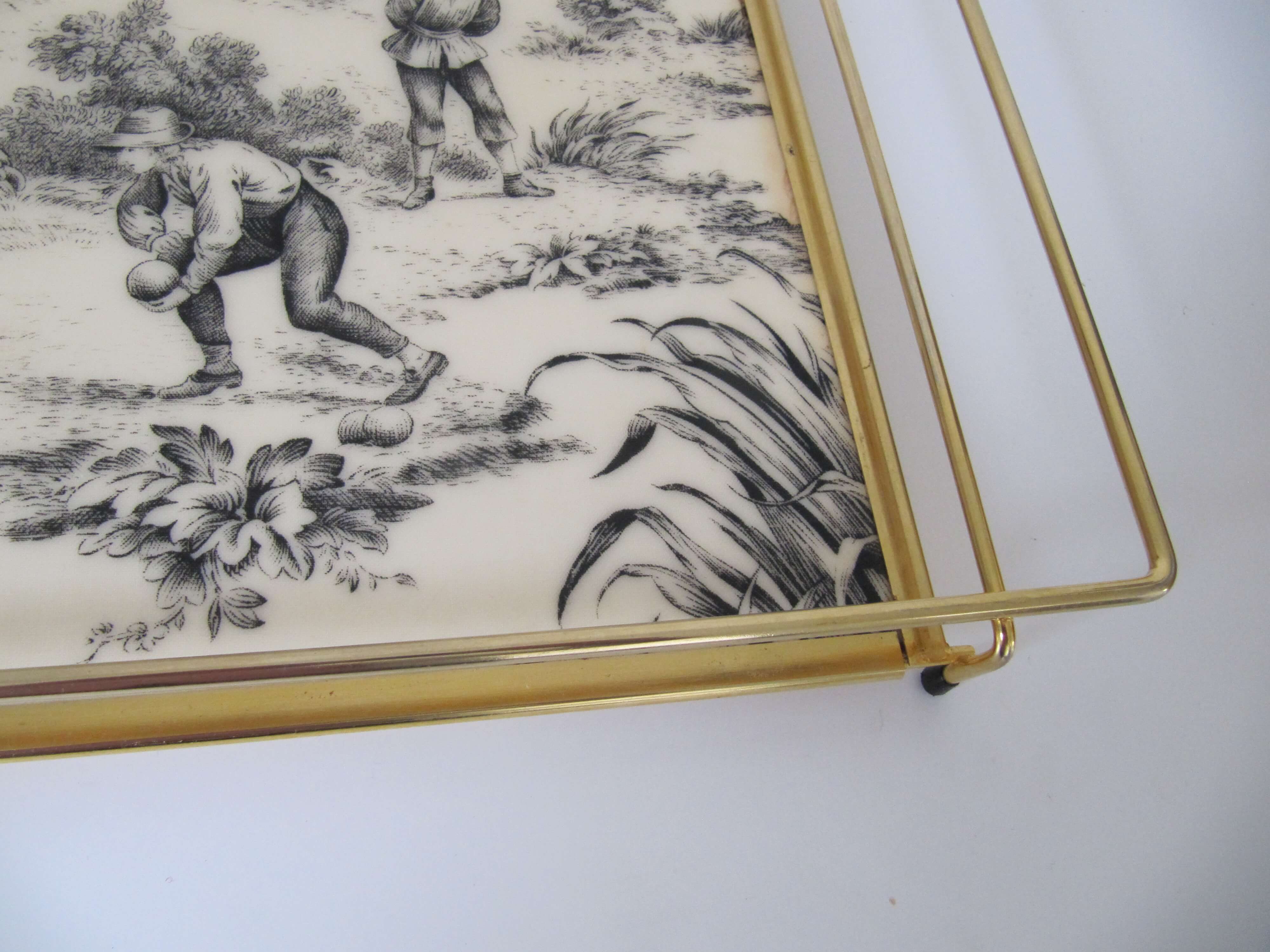 Vintage tray  gold metal