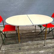 Ensemble table et duo chaises pliantes camping vintage 1970