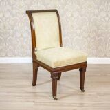 Antique Mahogany Chairs in White Upholstery, 1880, Set of 4