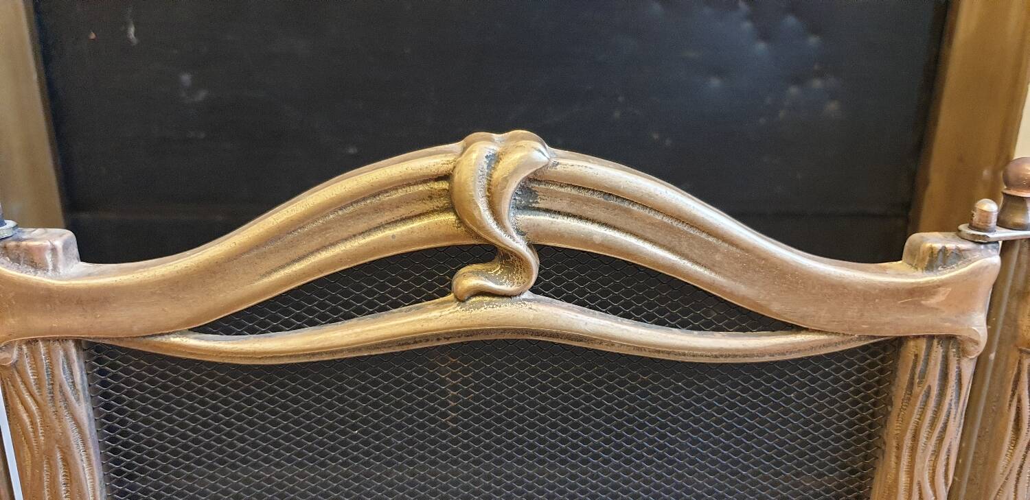 Art Nouveau brass fire screen 1900