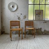 Pair of Baumann chairs beech and cannage