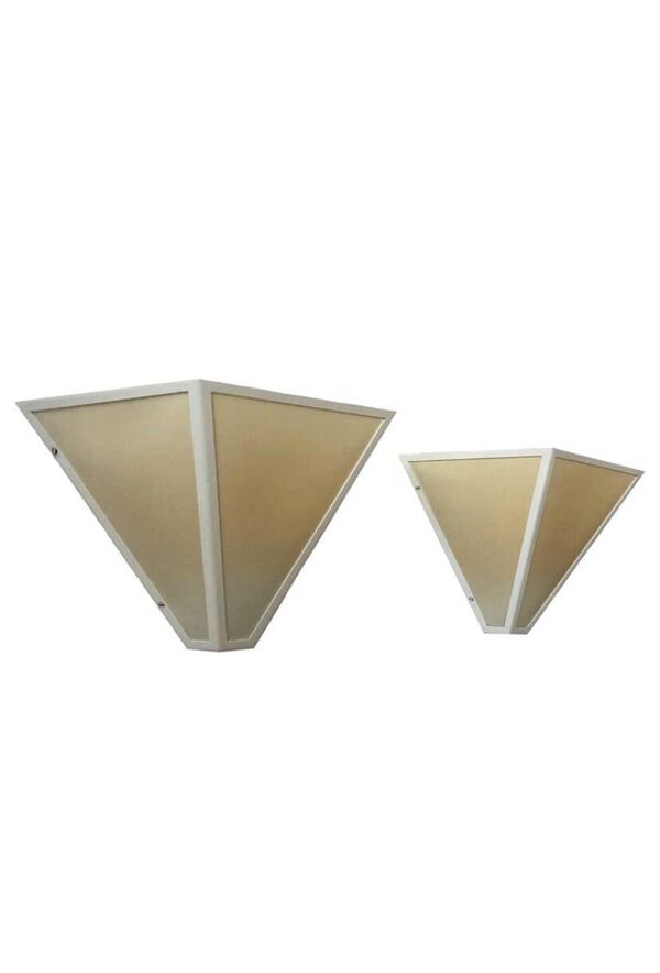 Paire d’applique Metalarte en métal blanc et parchemin