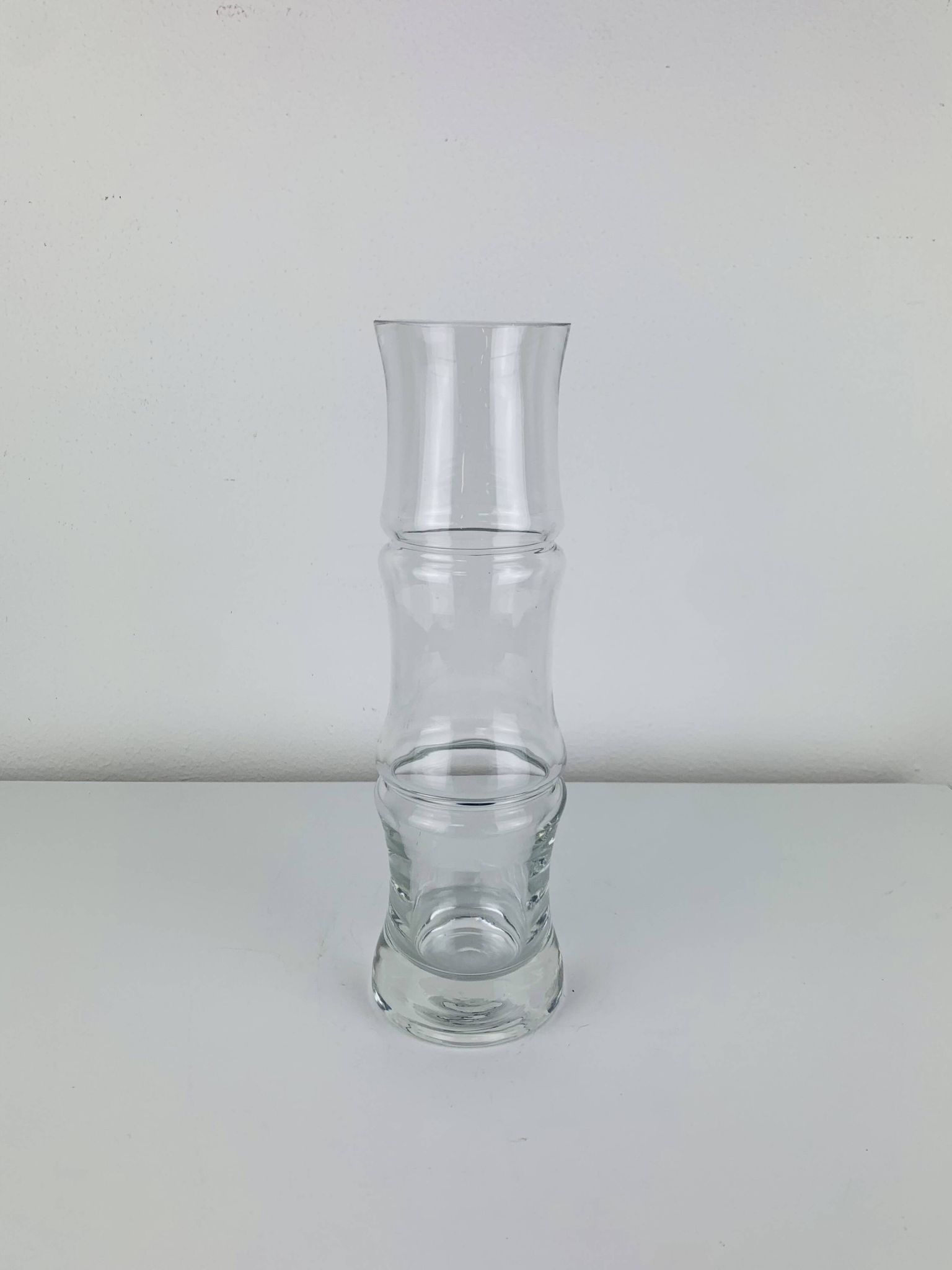 Vase vintage en verre en forme de bambou