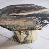 Octagonal coffee table in Cipollino Italian marble, 1980