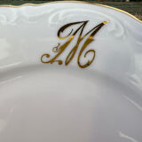 6 plates golden white dessert monogram
