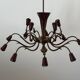 Large Burgundy brass chandelier with 15 arms, 1950, Italy