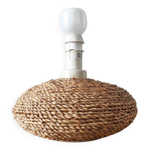 Lampe Française vintage 70-80 en céramique et corde