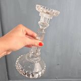 Large antique molded glass candlestick
