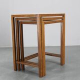 1940s Art Deco Nesting Tables with Opaxy Glass Top, Czechoslovakia