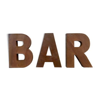 Bar sign in metal letters