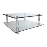 Table basse en lucite et verre, style moderniste, années 1970