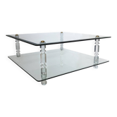 Table basse en lucite et verre, style moderniste, années 1970