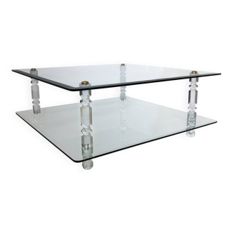 Table basse en lucite et verre, style moderniste, années 1970