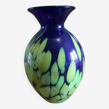 Vase verre soufflé bi couleurs