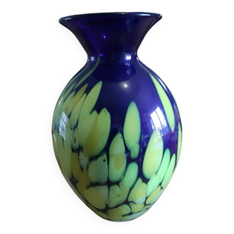 Vase verre soufflé bi couleurs