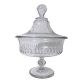 Bonbonnière, drageoir couvert vintage en verre