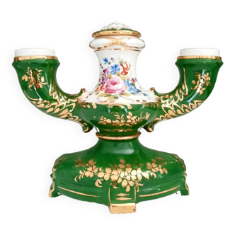 Antique French porcelain candlestick with gilding