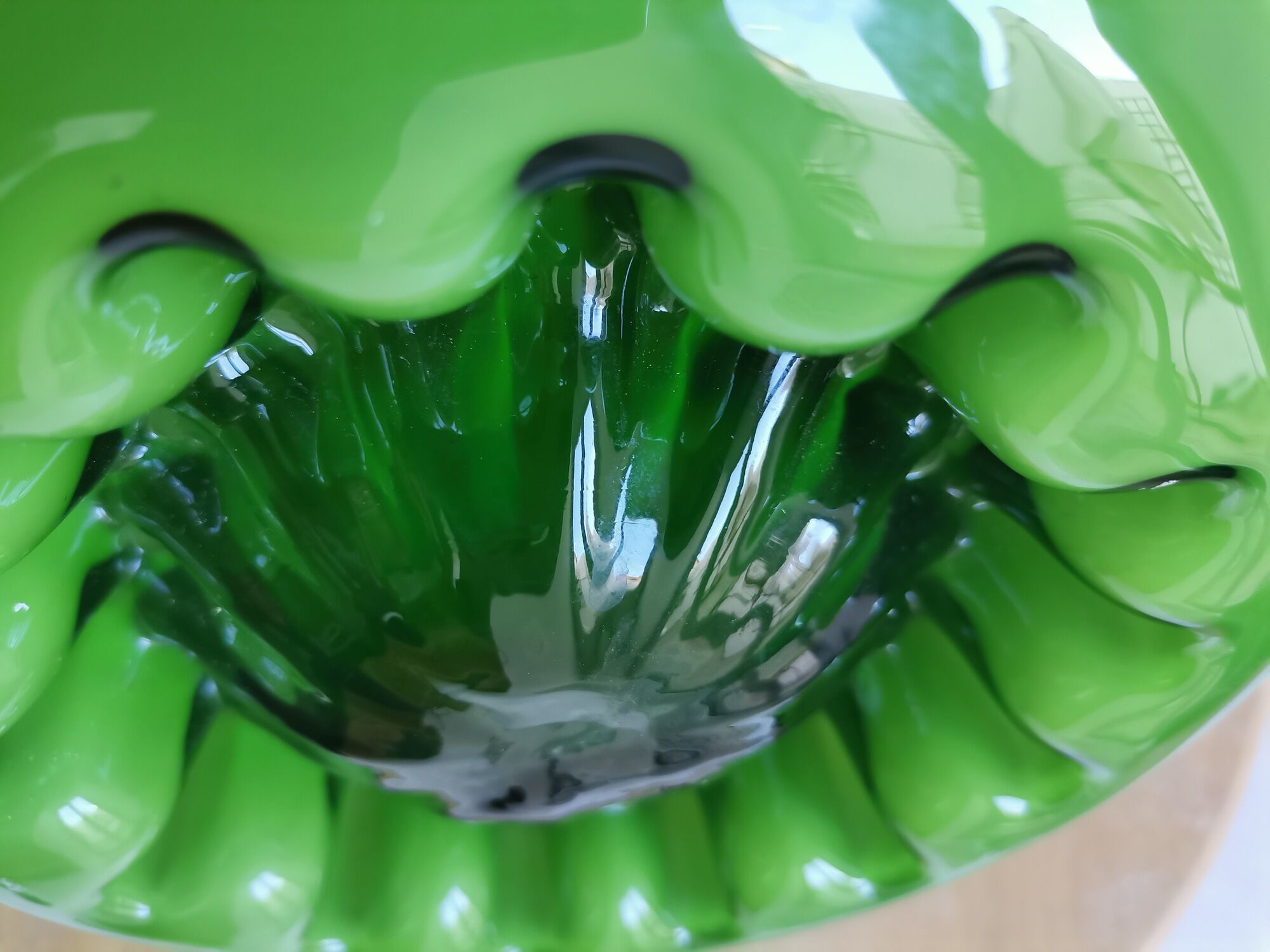 Mid-century portuguese green opaline glass hanging lamp 1960s