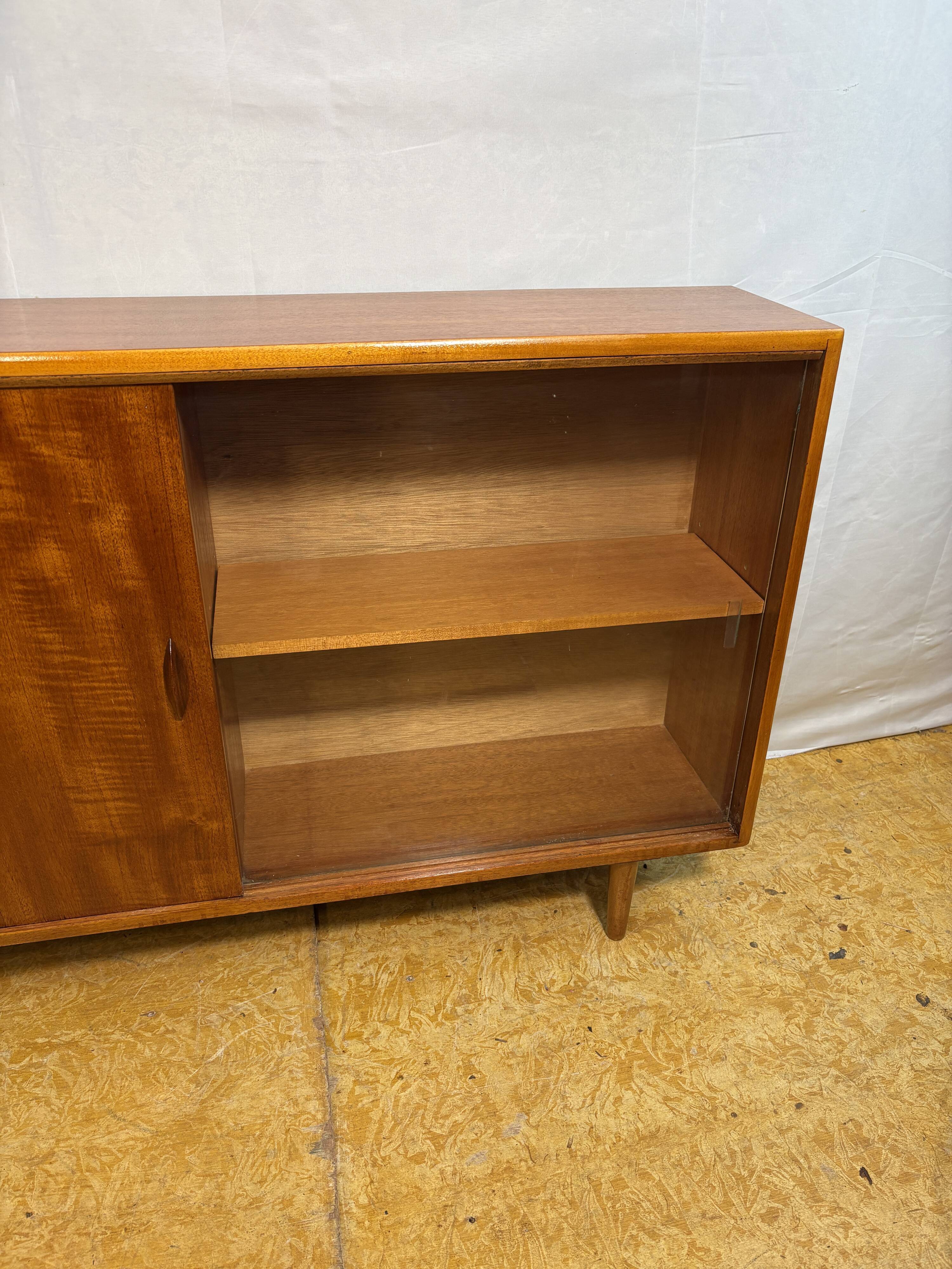 Mid Century Retro Teak & Glass Bookcase by Herbert E. Gibbs Circa 1960